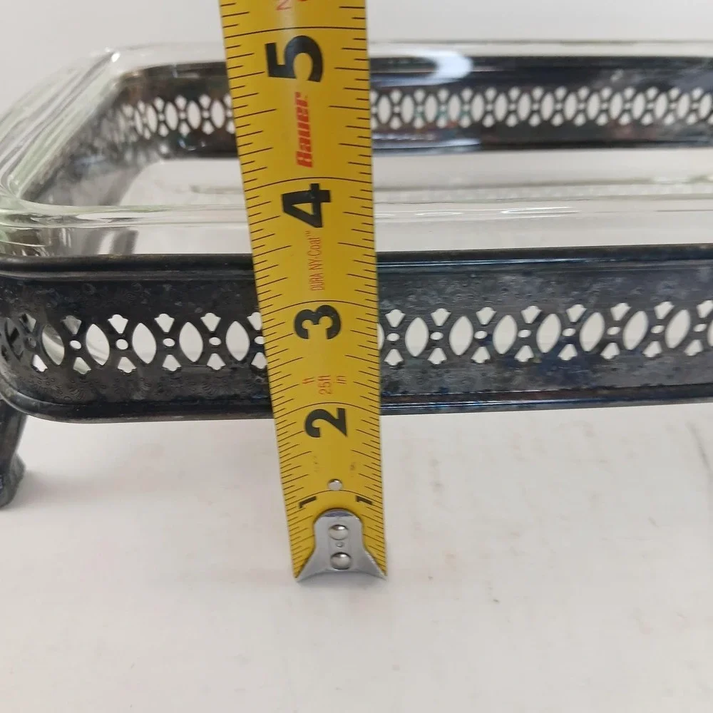 Vtg Silver Plated Footed Casserole Dish Holder Book Holder 10x6